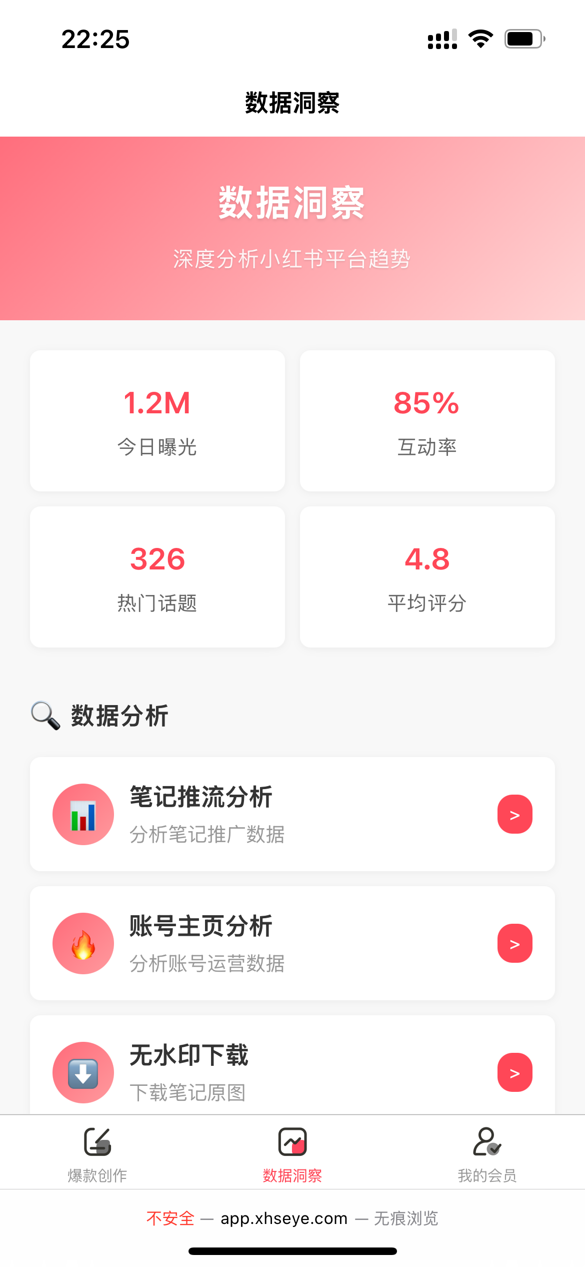 数据洞察分析界面演示